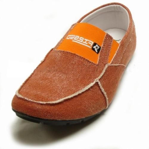 Fiesso Orange Fabric Casual Loafer Shoes FI2115